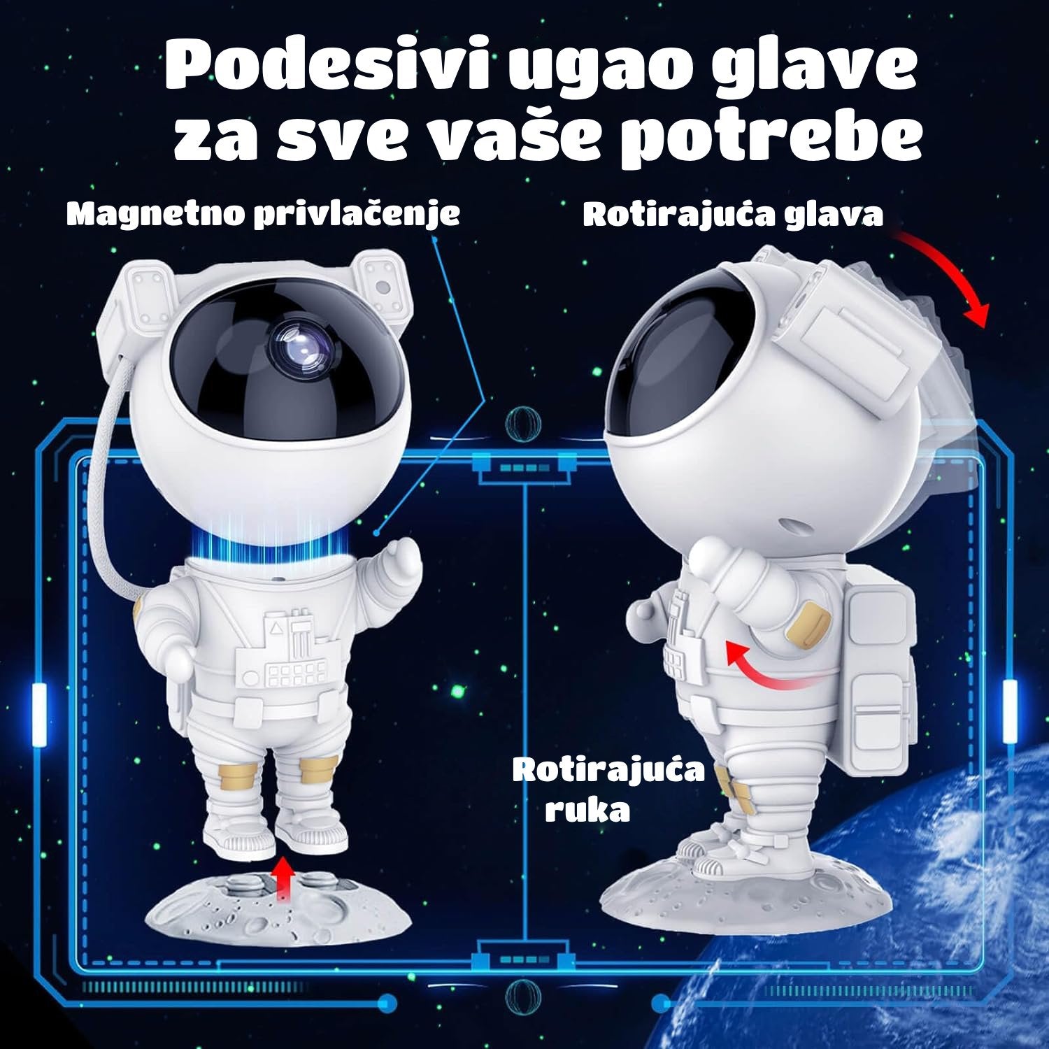 Astronaut nocna lampa i projektor